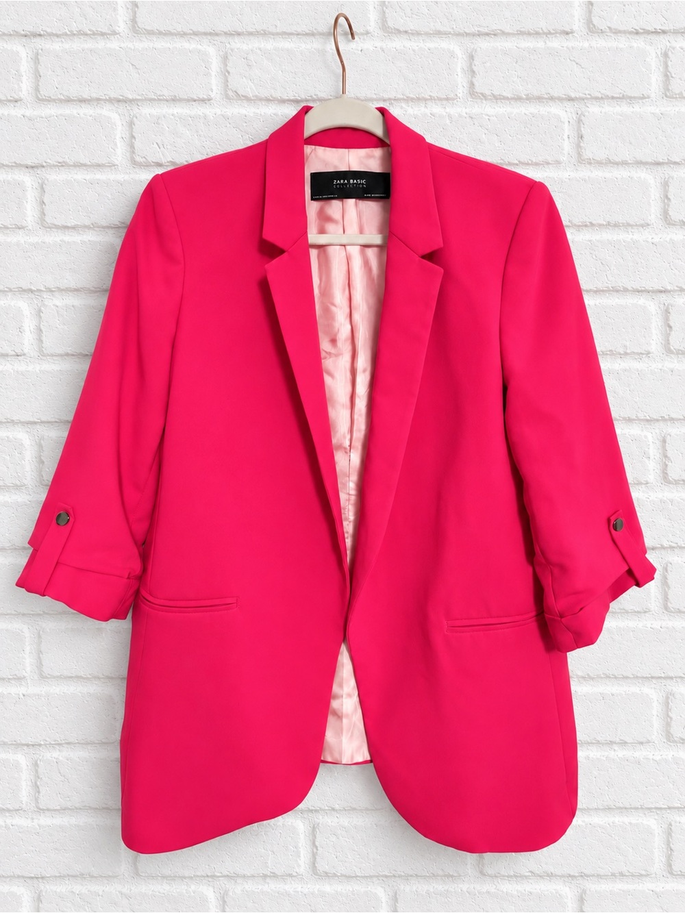 Zara Bright Pink Open-Front Blazer